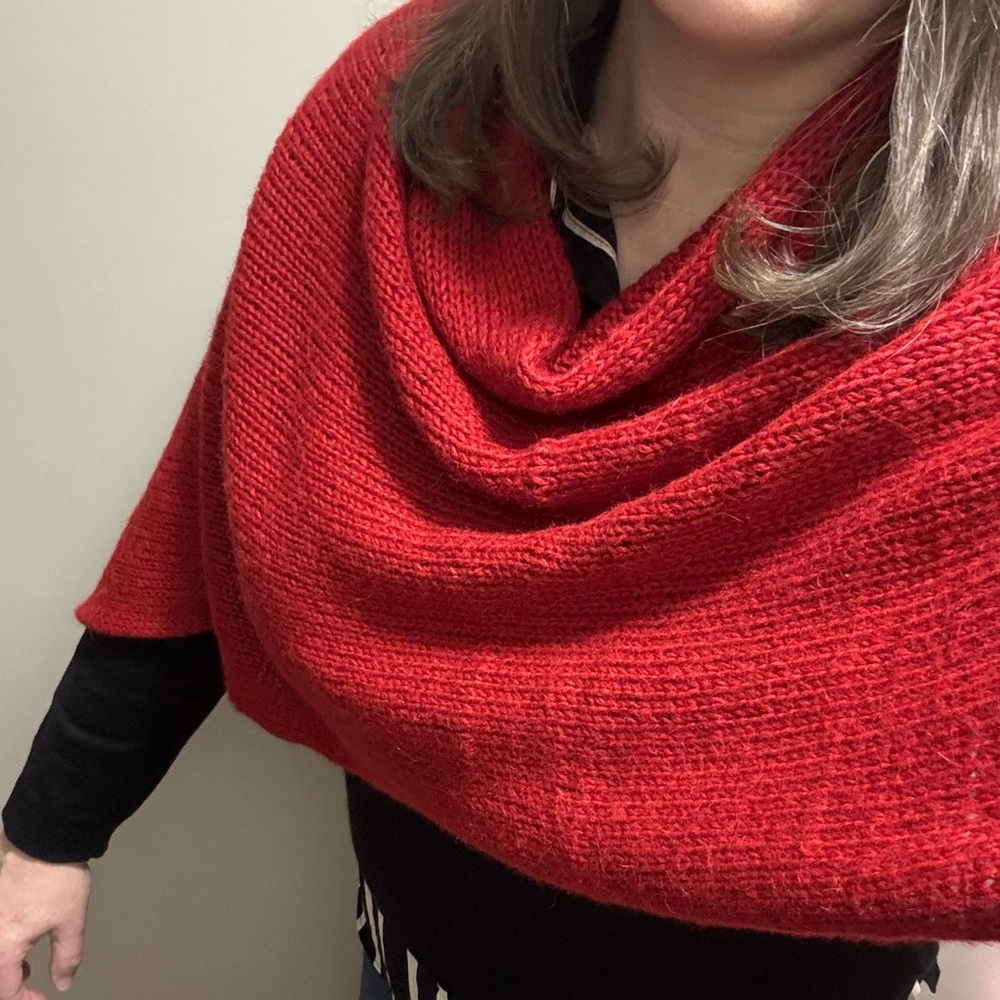 Our Hands For Hope Alpaca Shawl Wrap Women’s Sz OS Red Peru Knit Chic Lagenlook